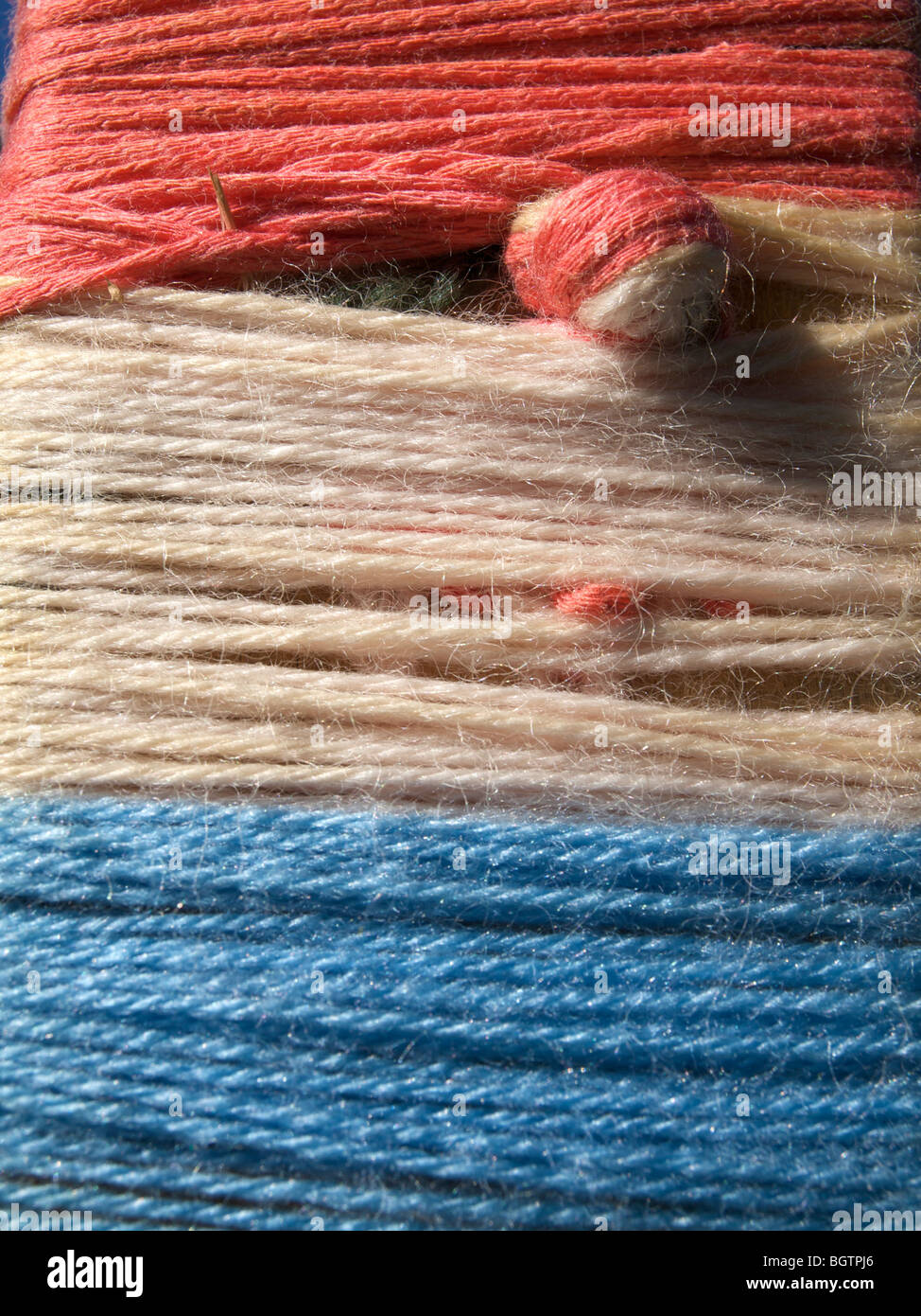 Multicolored woolen thread. Stock Photo