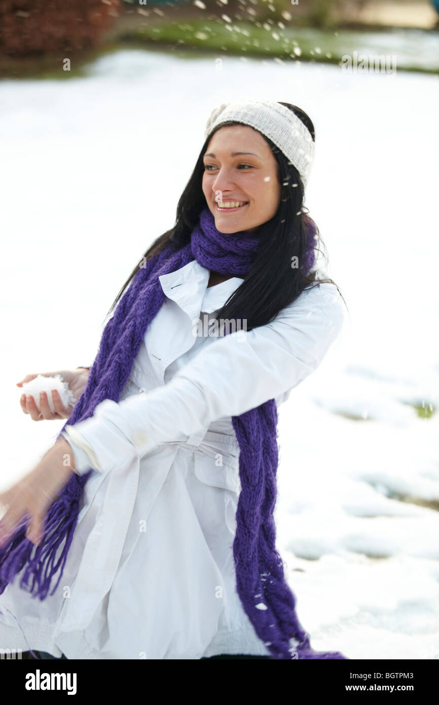Portrait of girl in snow Stock Photo - Alamy