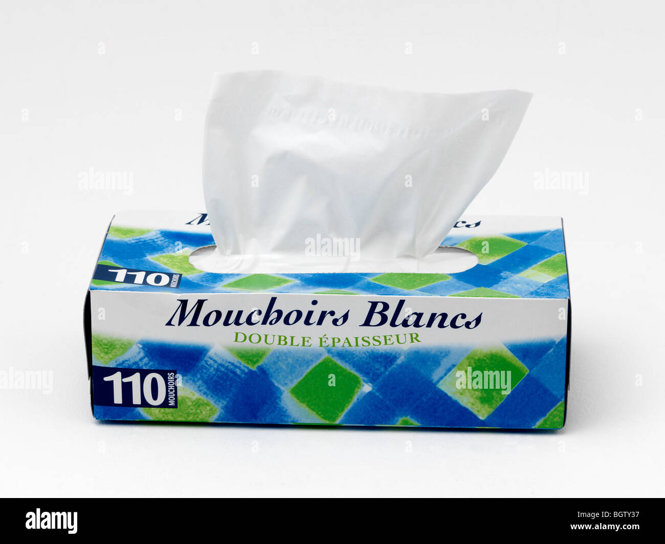 Box of Tissues Double Strength Mouchoirs Blancs Double Epaisseur Stock Photo