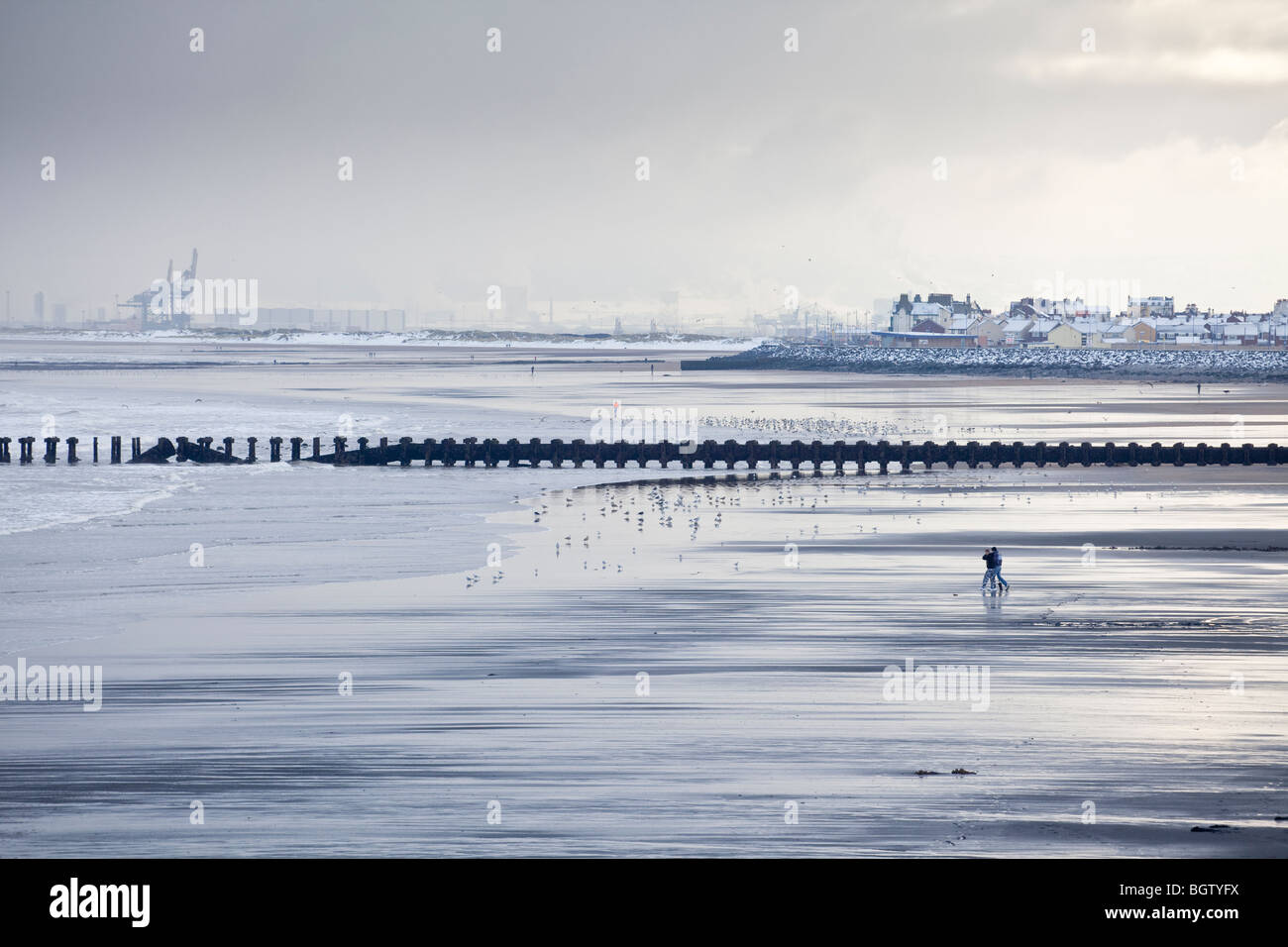 Seaton beach at low tide on a winter's day Stock Photo Alamy
