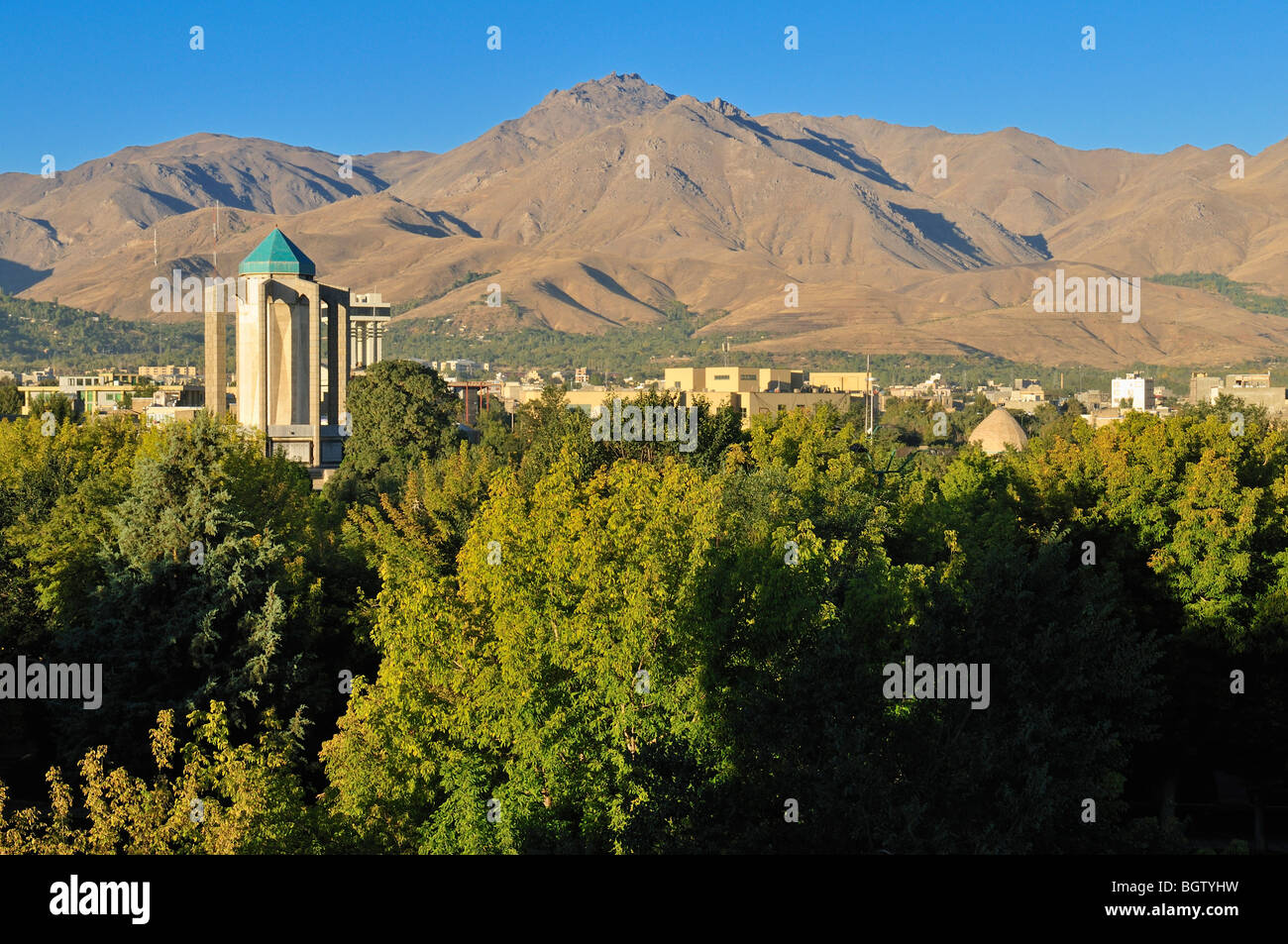 View over Hamadan, Hamedan and Zagros Mountains, Iran, Persia, Asia Stock Photo