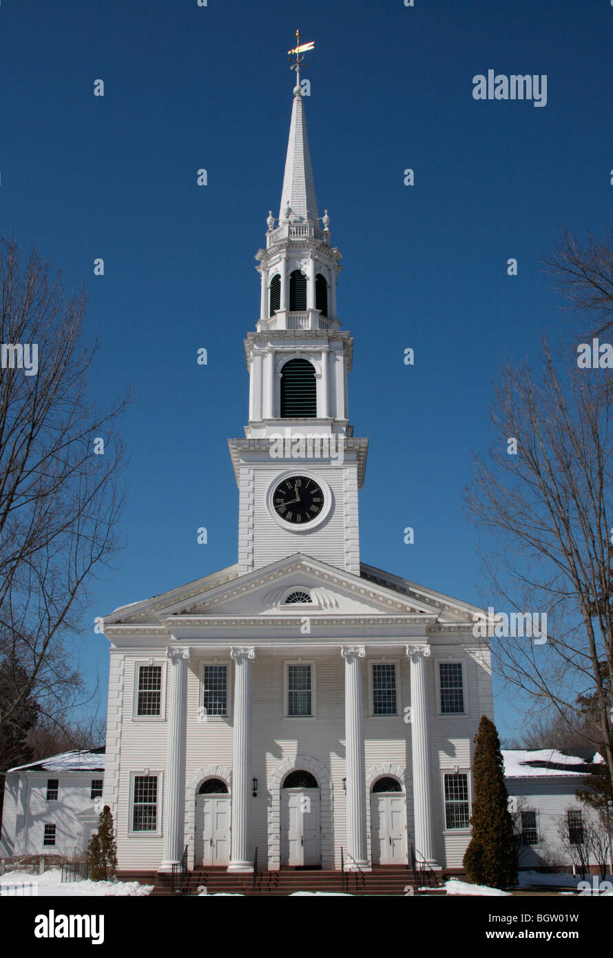 Old Lyme Connecticut USA First Congregational church typical New England white clapboard  built 1817 architect Samuel Belcher Stock Photo