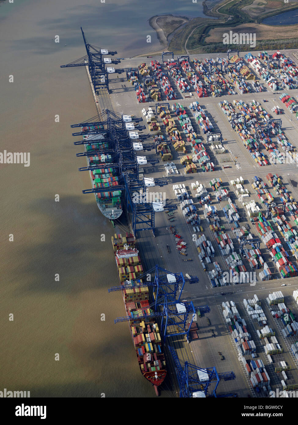 Felixstowe Port, from the Air,  Eastern England Stock Photo