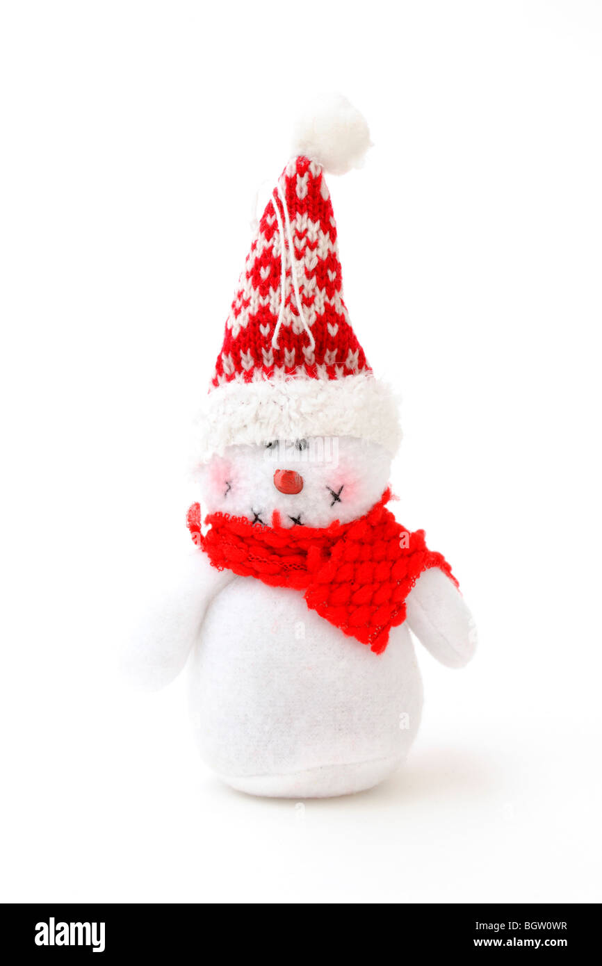 Snowman made of fabric, plush Stock Photo