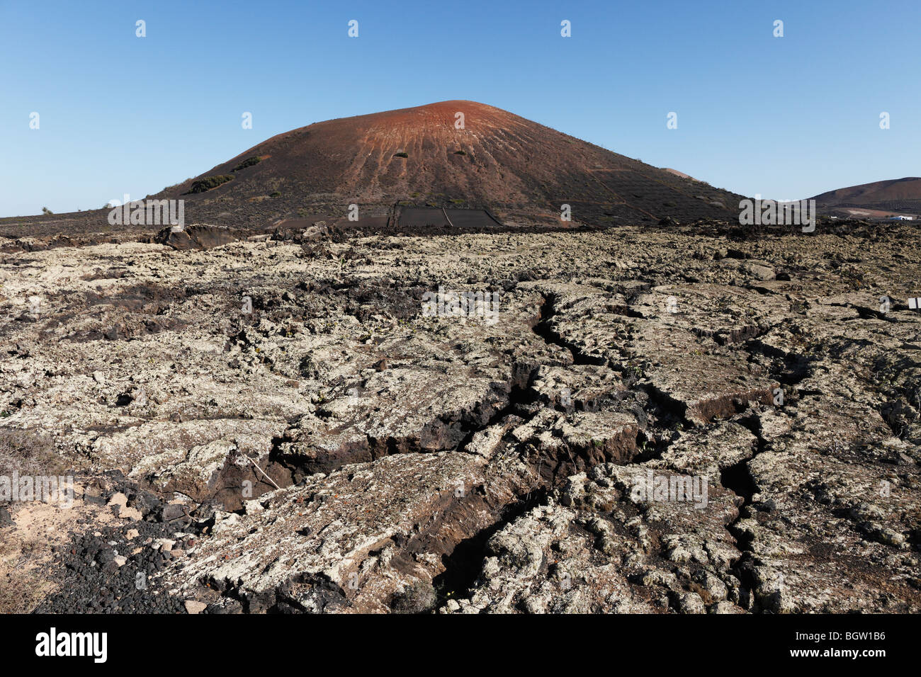 Montaña Negra volcano, lava field, Lanzarote, Canary Islands, Spain, Europe Stock Photo