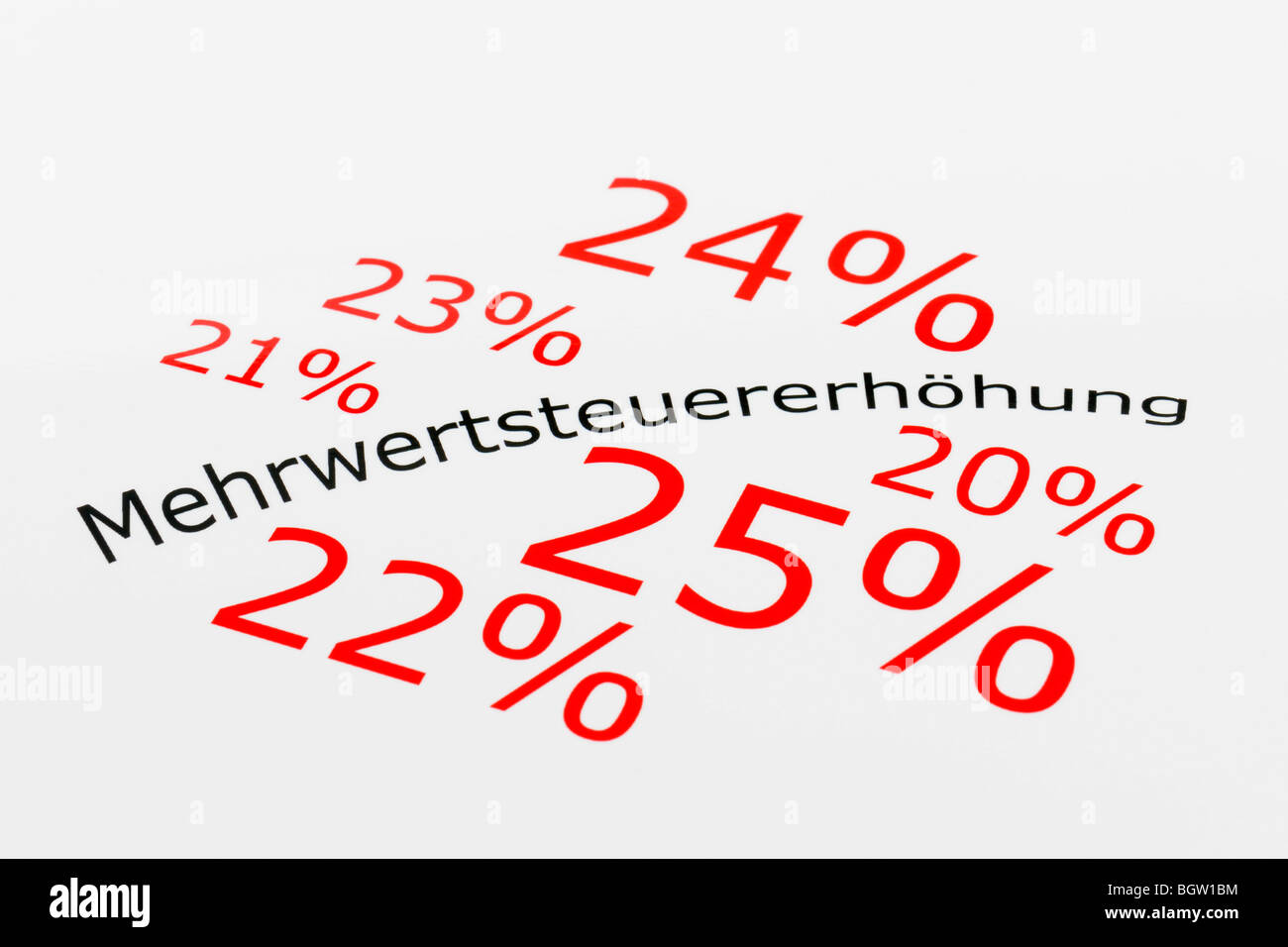 Mehrwertsteuererhoehung, German for VAT increase Stock Photo