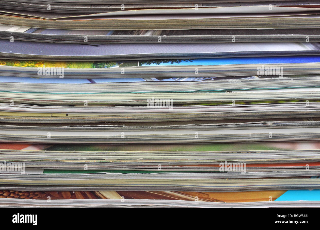 Stack of old magazines Stock Photo