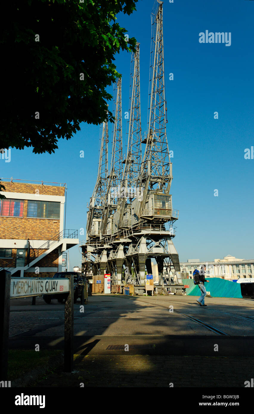 A view of preserved Stothert & Pitt Cargo Cranes outside the M shed