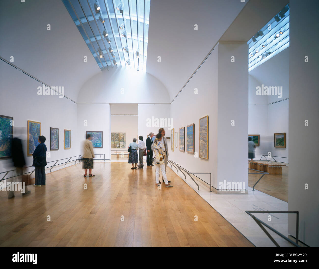 sackler galleries, royal academy of arts landscape view into barrel vaulted gallery space with
