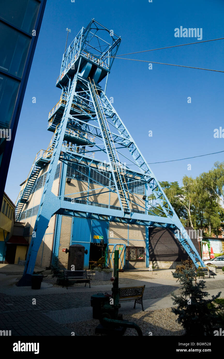Mine head headgear / lift cage winding gear tower at the Guido ...