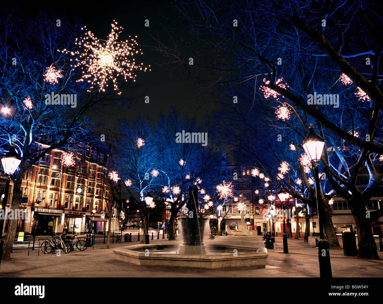 Sloane Square, London, Christmas lights Stock Photo Alamy