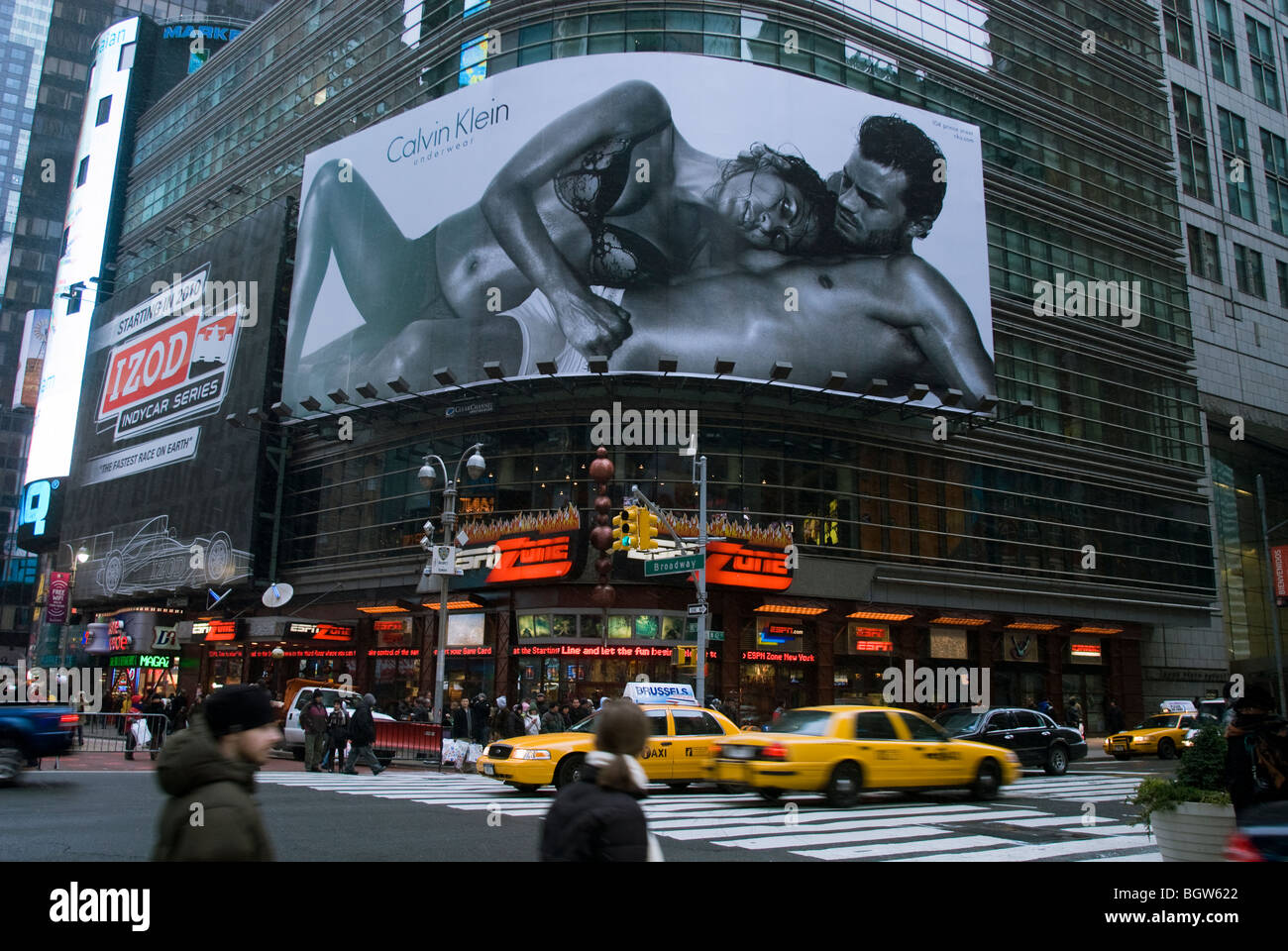 A Calvin Klein billboard in Times Square New York features the actress