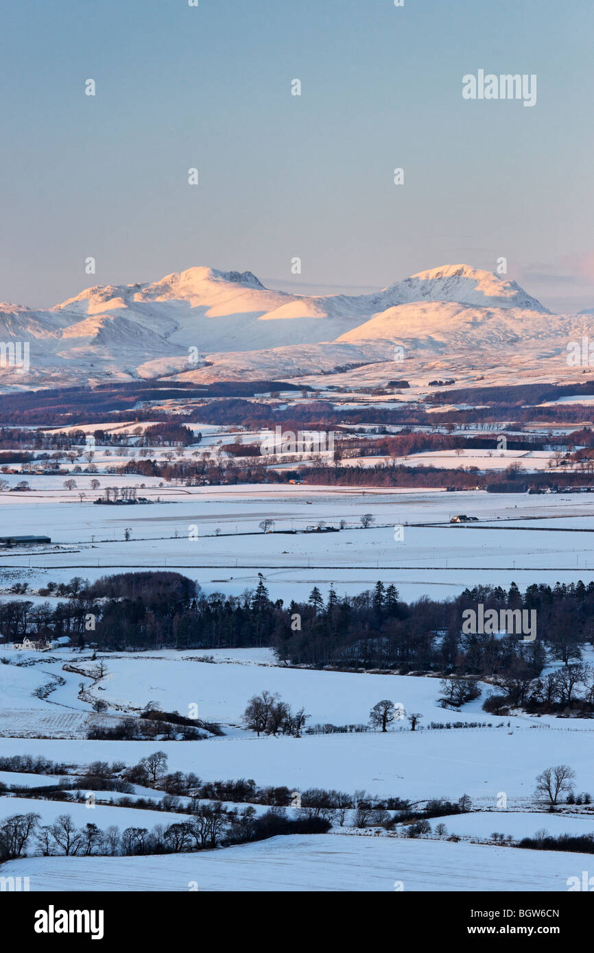 Ben Vorlich and Stuc a'Chroin, seen across the Carse of Stirling, Scotland, UK. Stock Photo