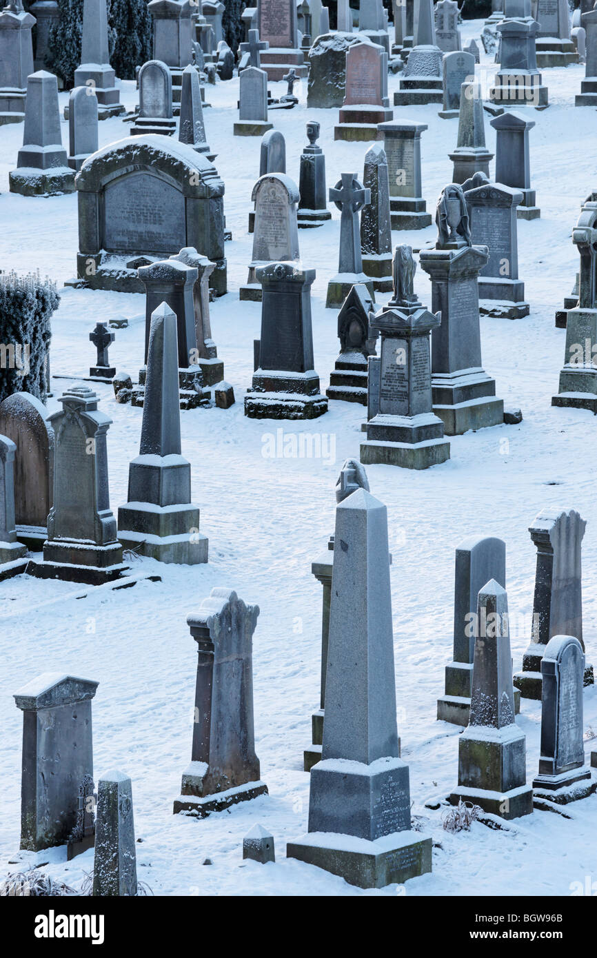 Gravestones in the Valley Cemetery, City of Stirling, Scotland, UK. Stock Photo