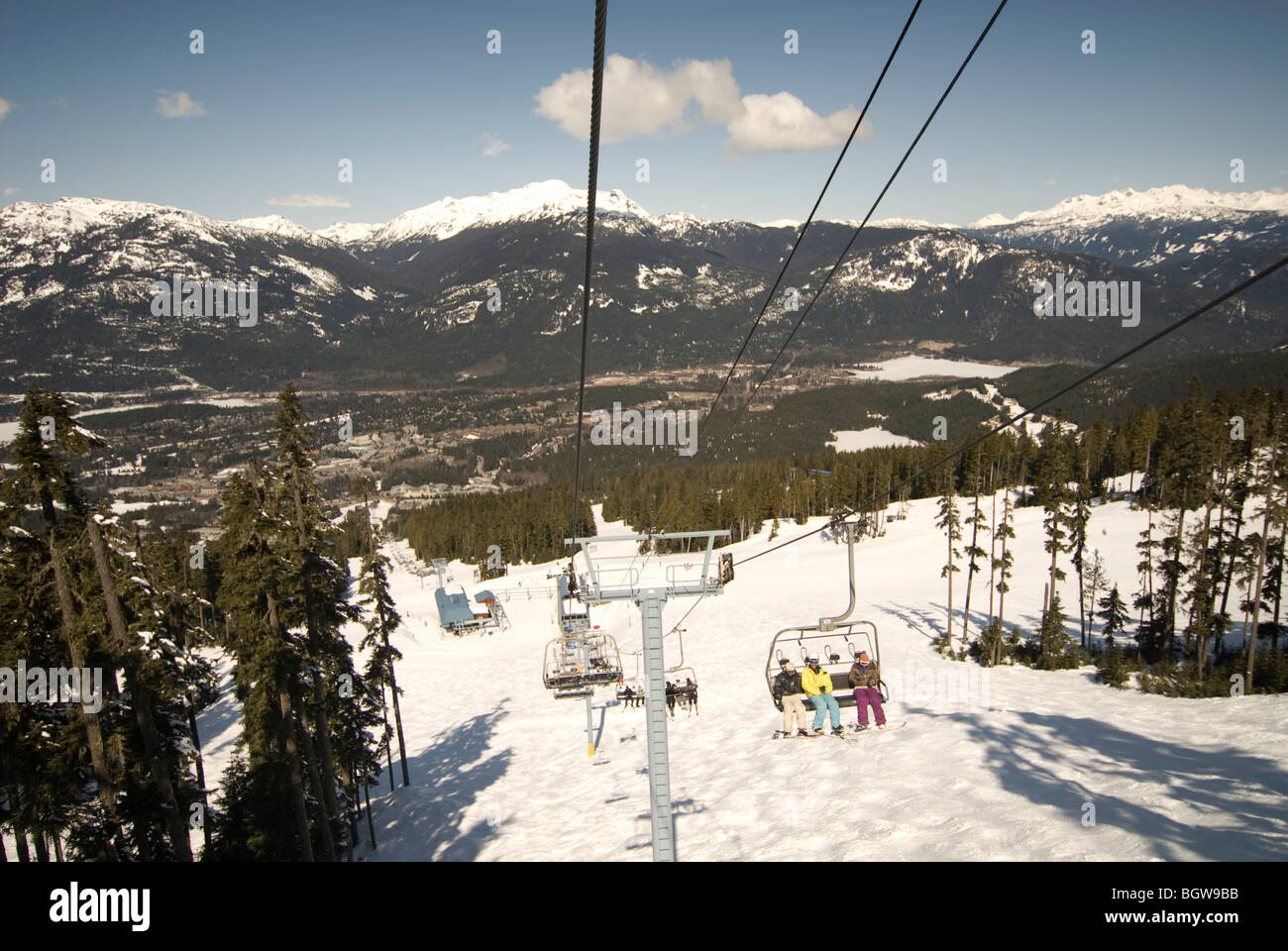 Chair Lift To Ski And Snowboard Slopes At Whistler British