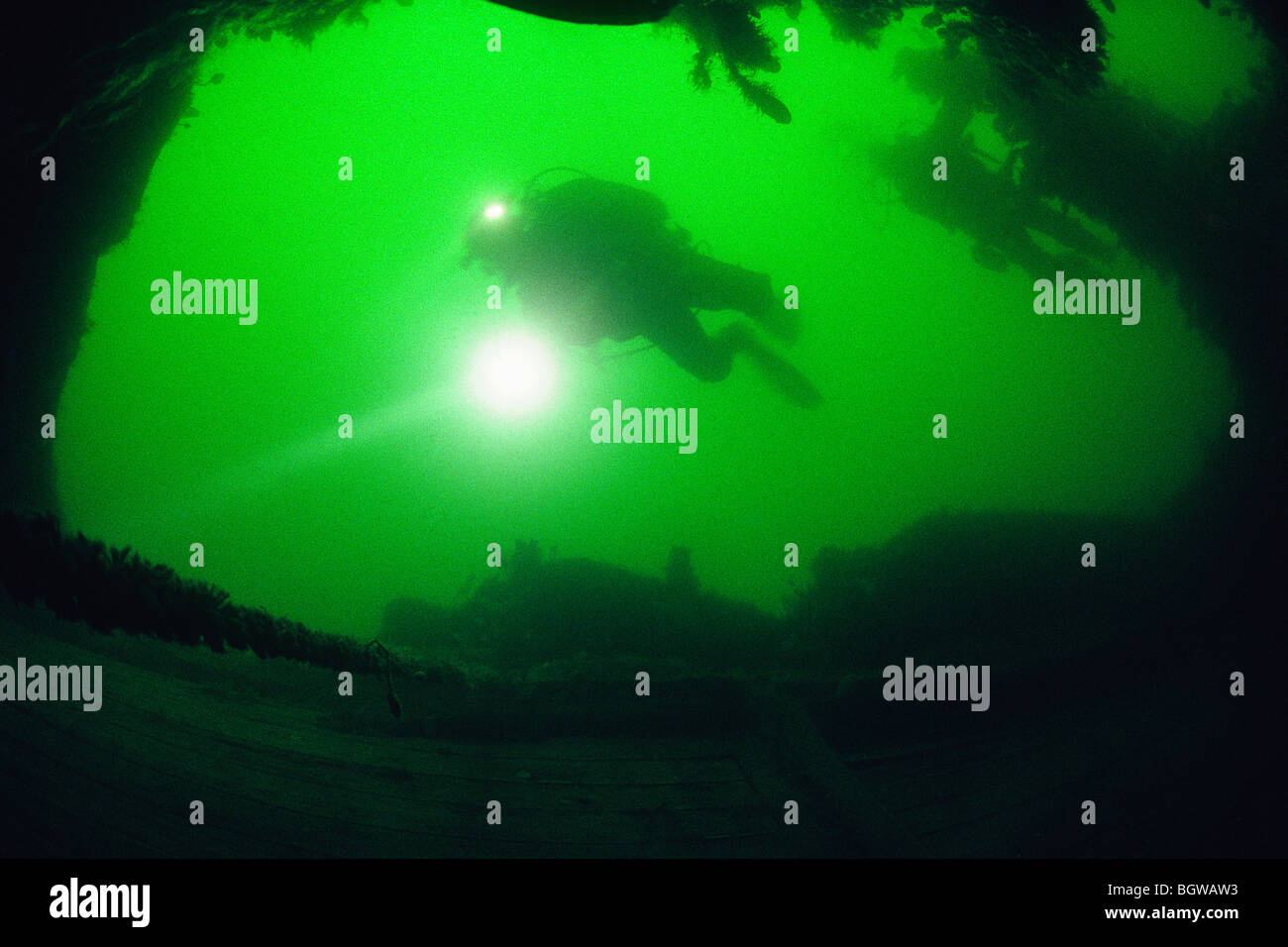 Wreck of the ocean liner Empress of Ireland underwater in the St