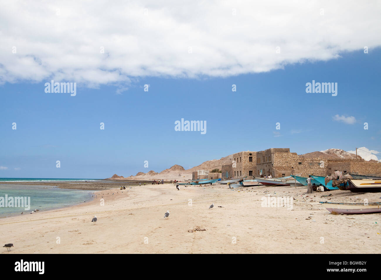 Qalansiah fishing village, Socotra Stock Photo