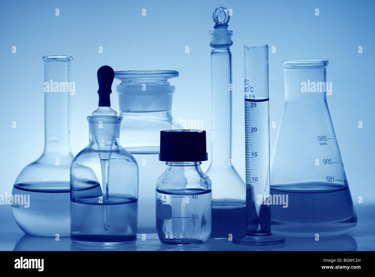 laboratory bottles test tubes and reagent bottles Stock Photo Alamy