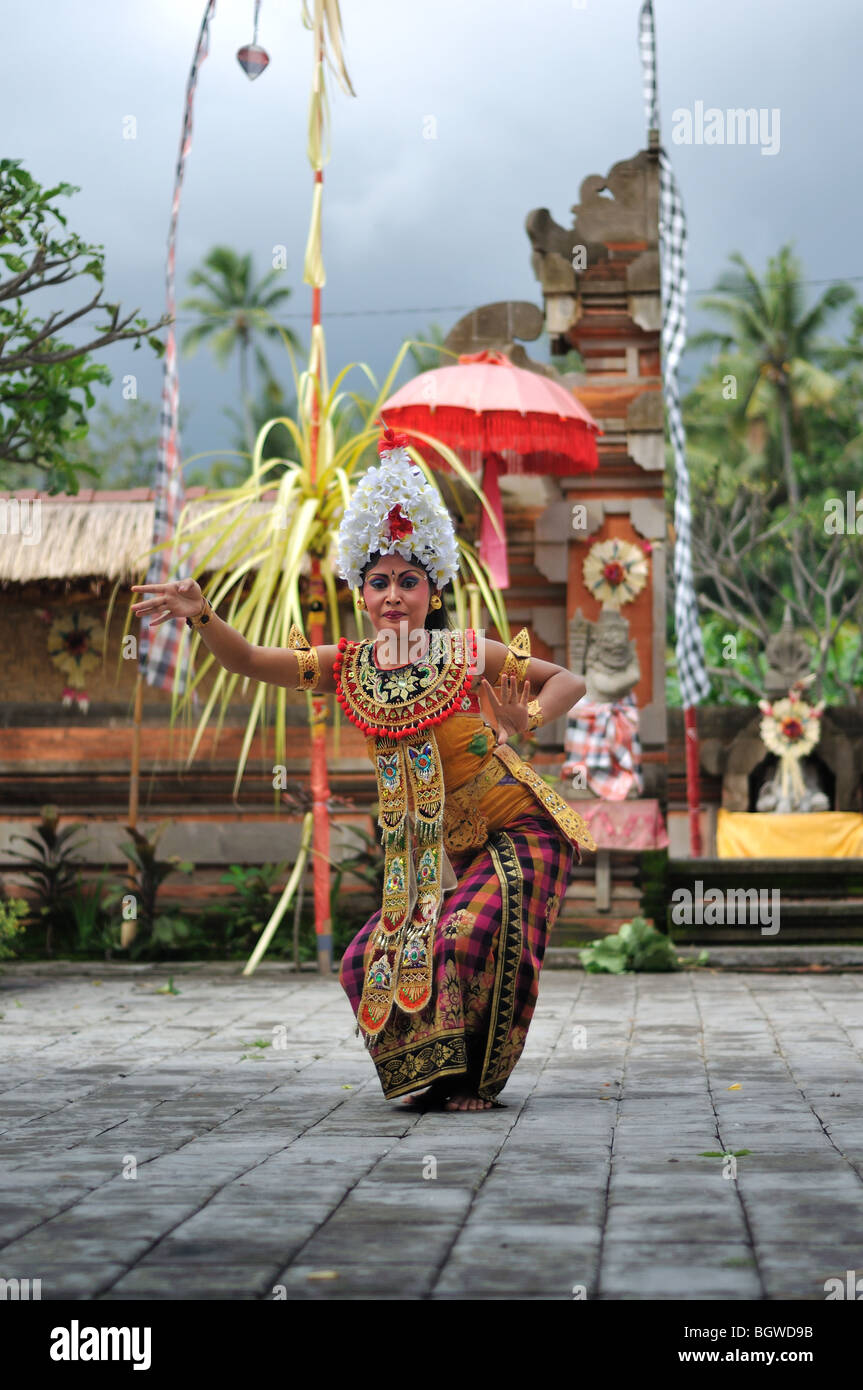 Barong and Keris Dance performed by Balinese tradition dancer and actors in an open air stage. Stock Photo