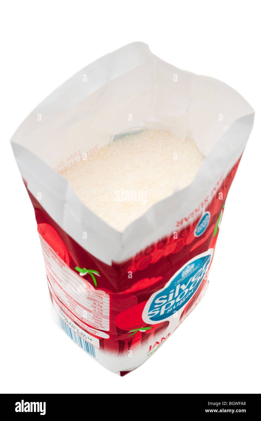 Open bag of Jam sugar Stock Photo