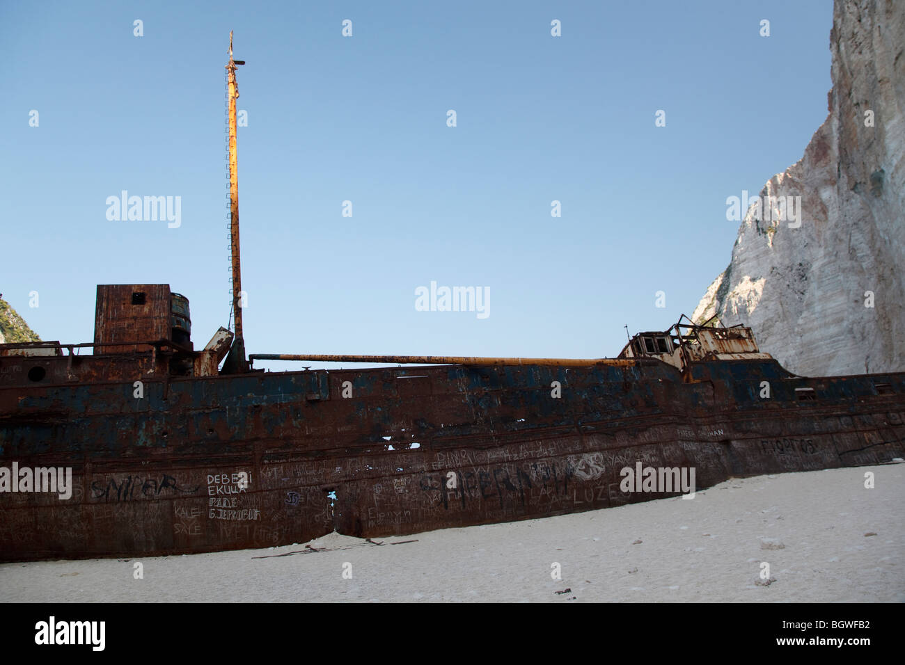 ship Panagiótis on Ship Wreck Beach Stock Photo