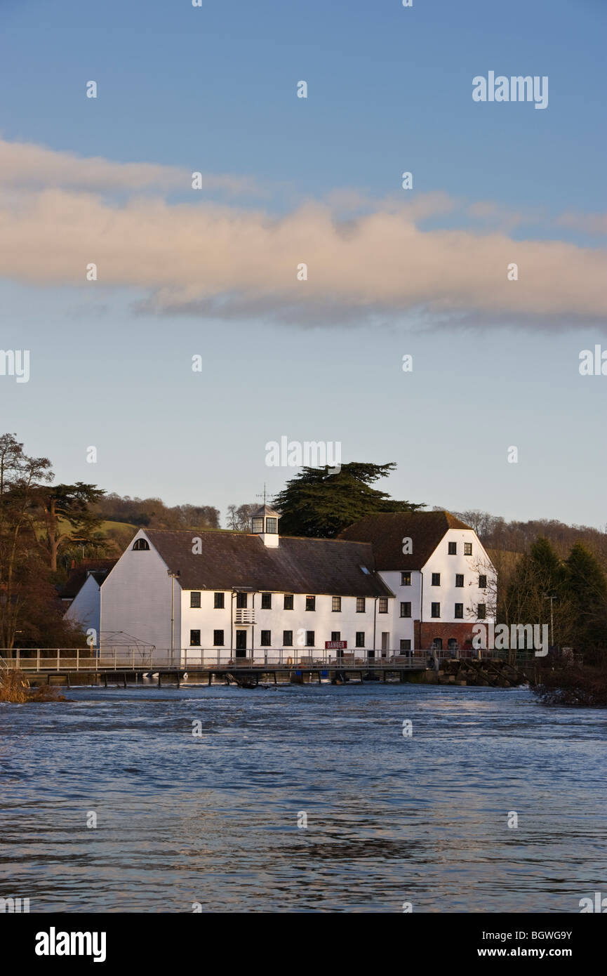 Hambleden Mill a riverside building on the River Thames in Winter Stock Photo