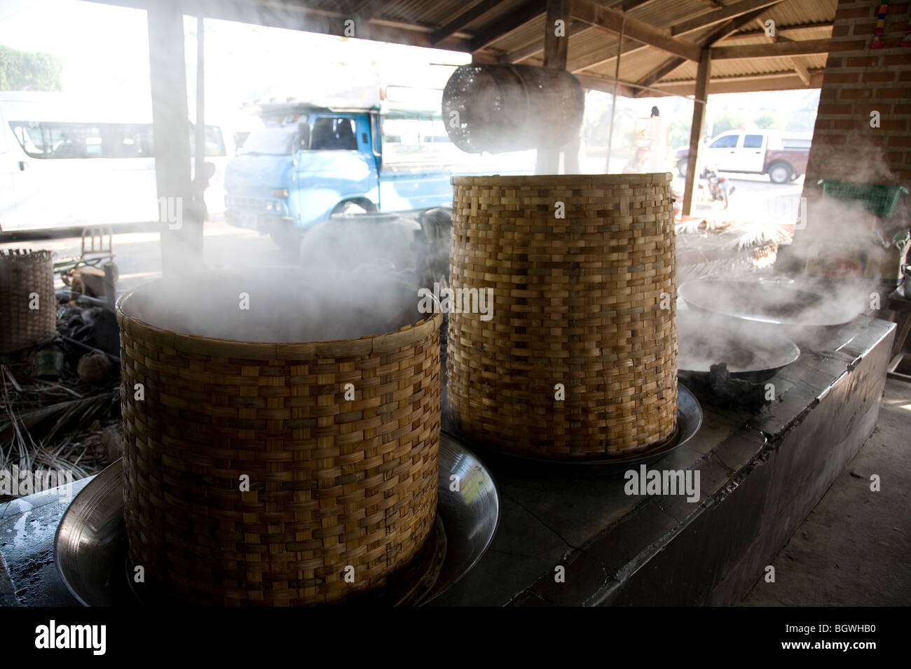 Boiling Coconut milk/ liquid down Stock Photo Alamy