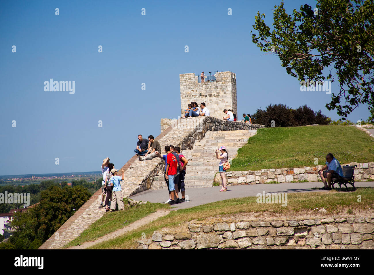 Tourists at Kalemegdan, Belgrade, Serbia Stock Photo