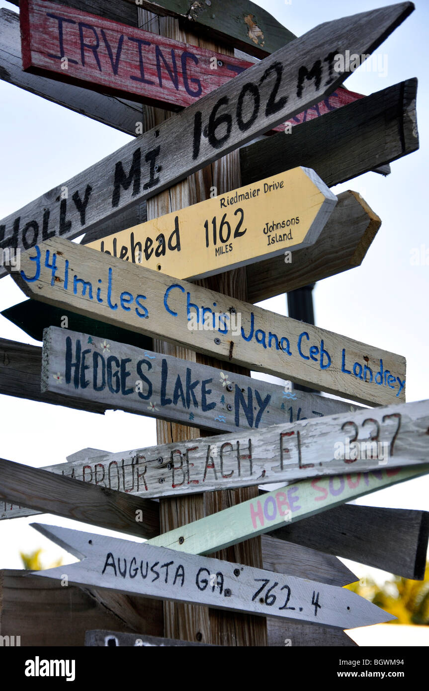 Directions sign, Key West, Florida, USA Stock Photo - Alamy