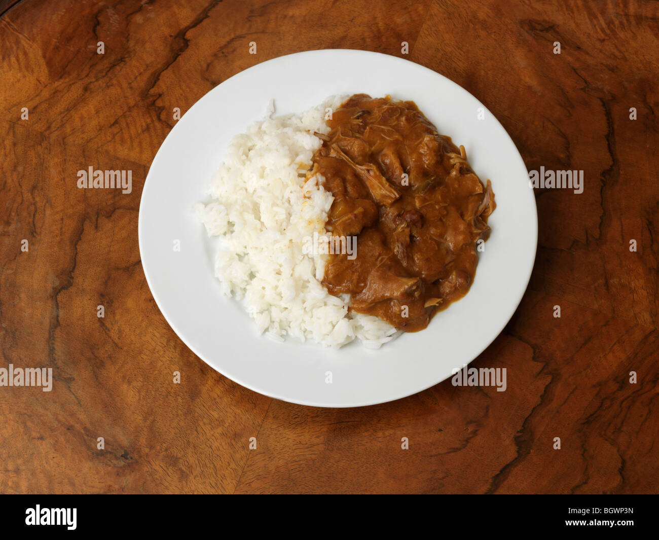 Plate of Curry and Rice Stock Photo