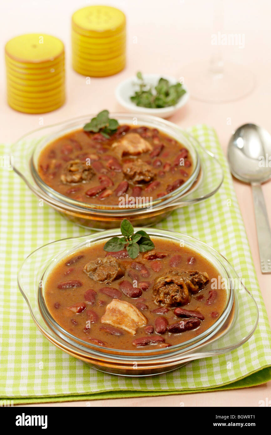 Red kidney beans with sausages. Recipe available Stock Photo Alamy