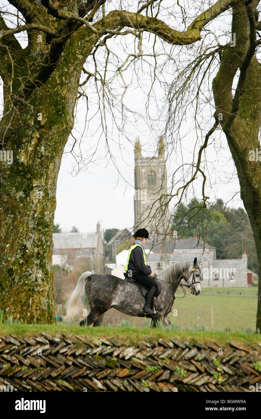 Horse rider on country lane hi-res stock photography and images - Alamy