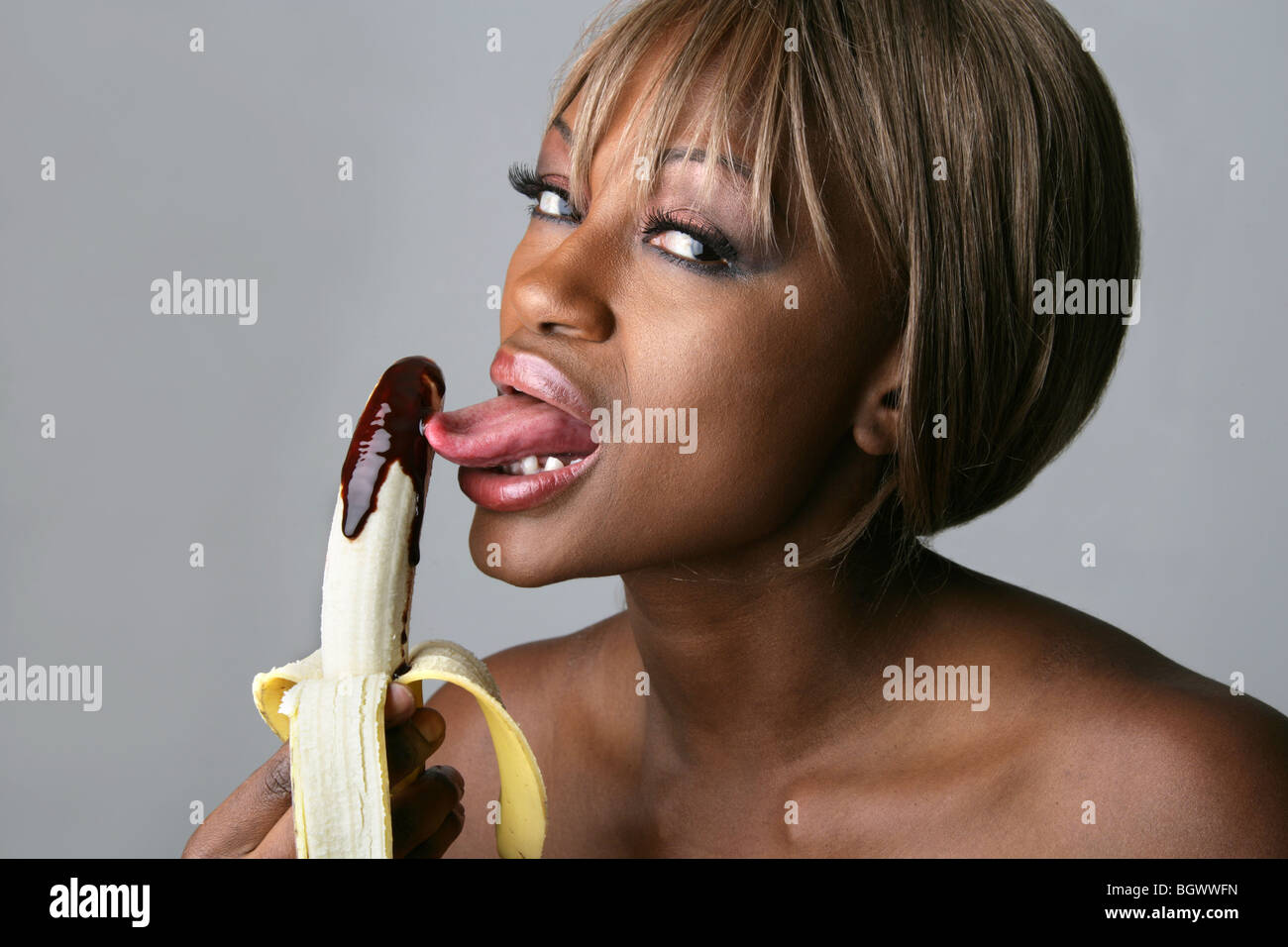 licking banana