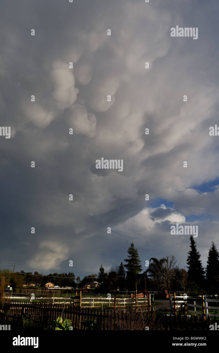 Mammatus storm cloud central California Stock Photo