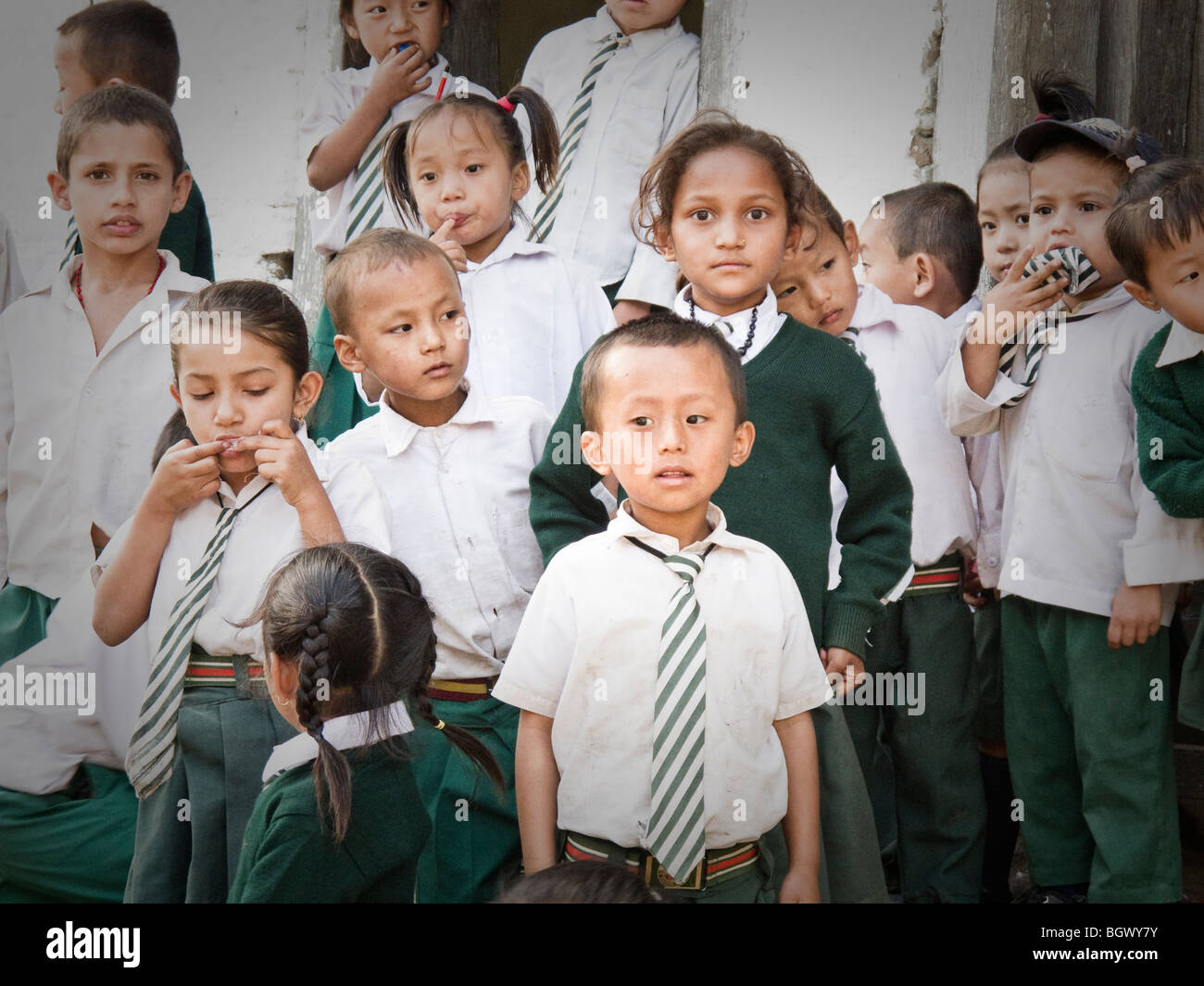 School children in their uniforms, eastern Nepal Stock Photo - Alamy