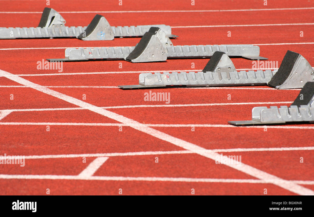 Typical scene on a sport field of track and field athletics Stock Photo