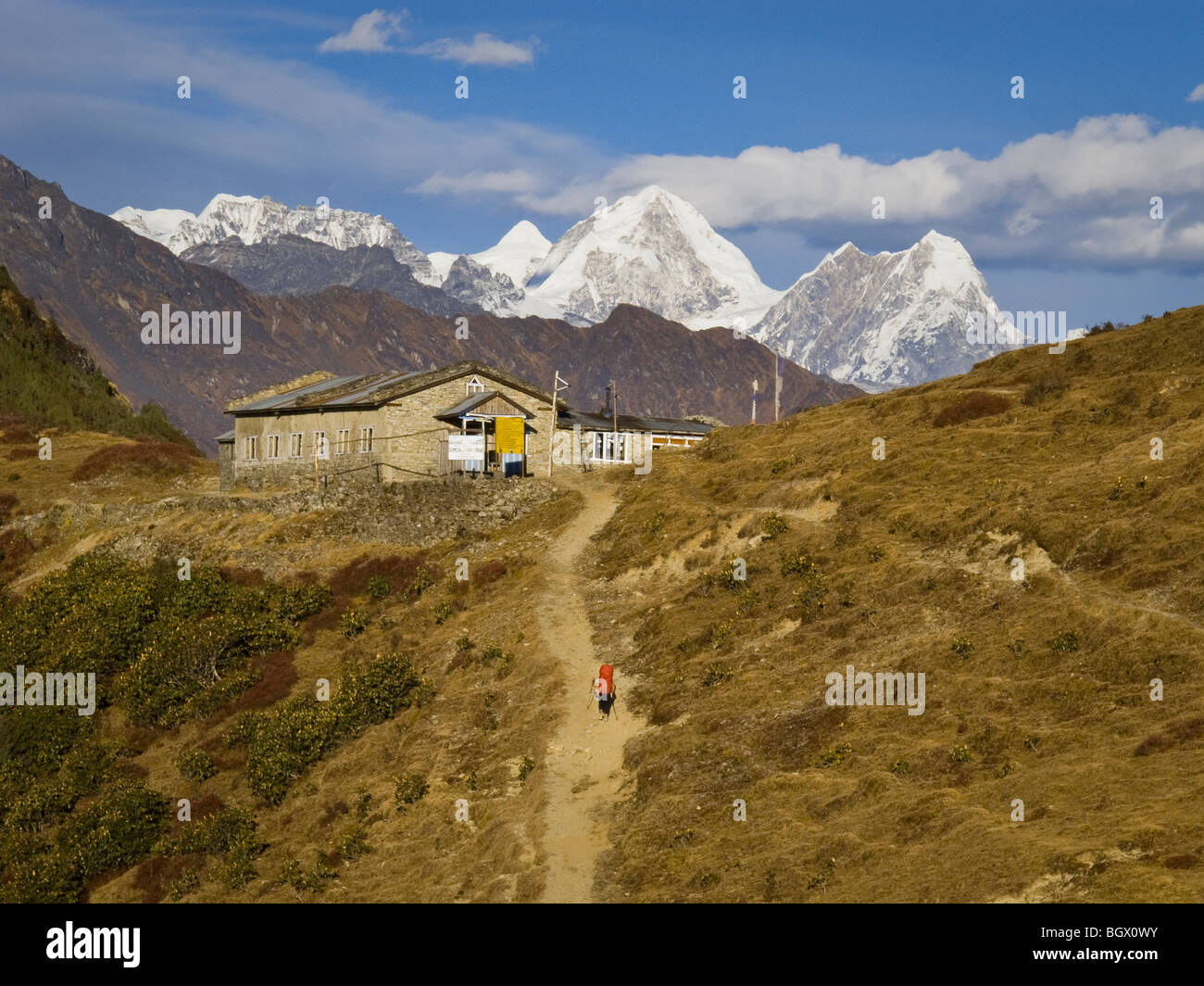 Angie Lin in Tharepati, a town along the Helambu circuit trek in Nepal. Stock Photo