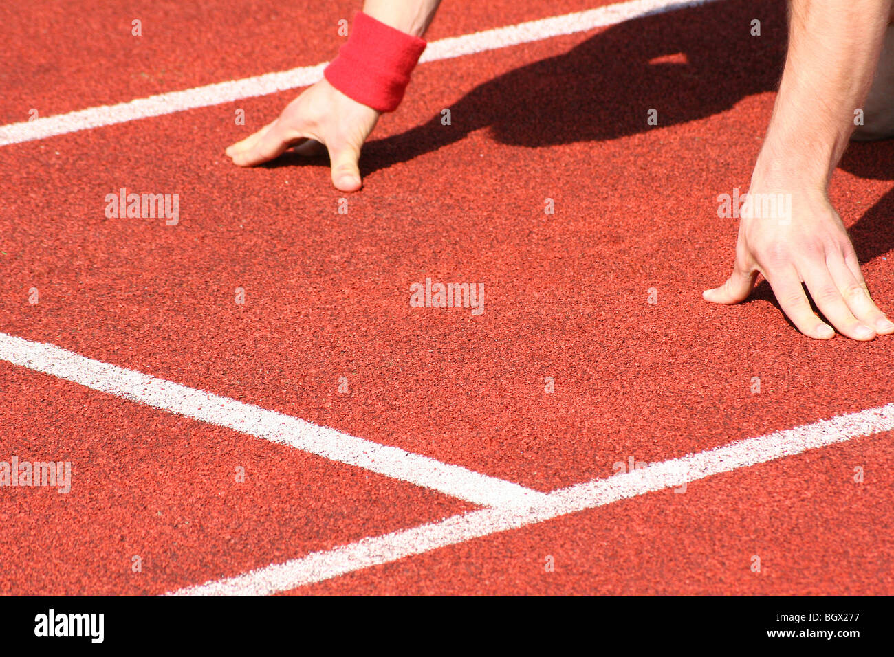 Typical scene on a sport field of track and field athletics Stock Photo