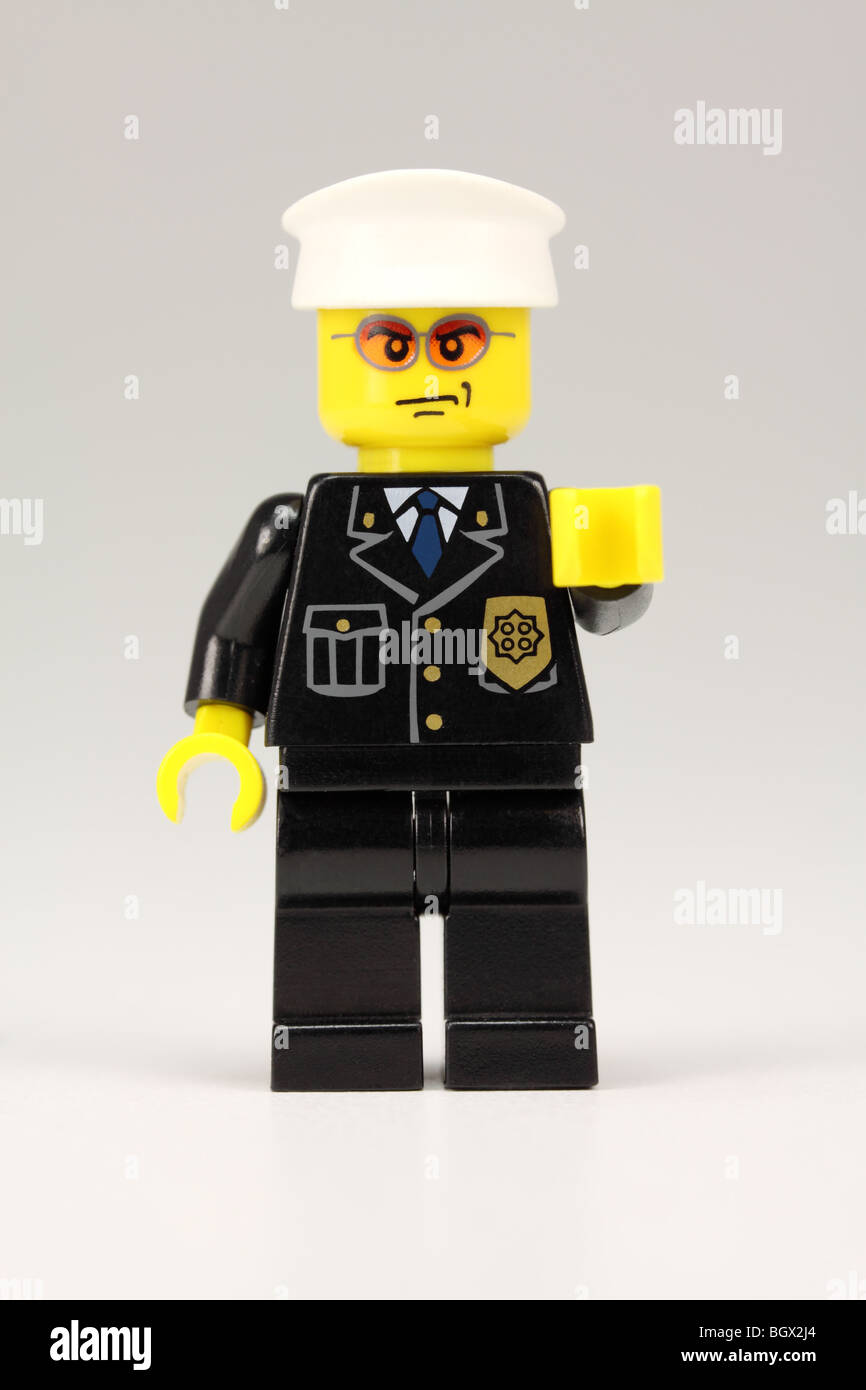 unhappy Lego policeman Stock Photo