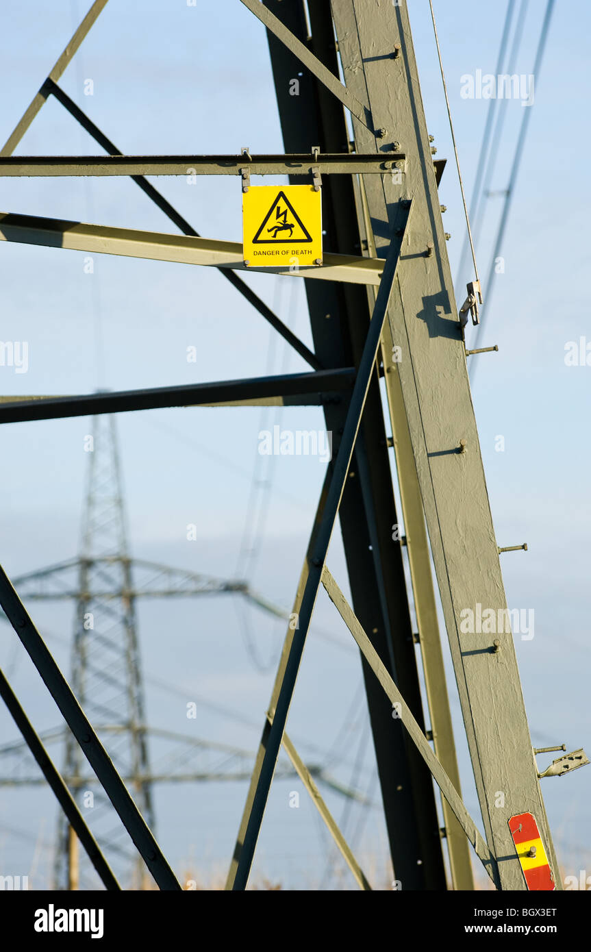 Danger, Electricity, risk of electric shock warning notice. Stock Photo