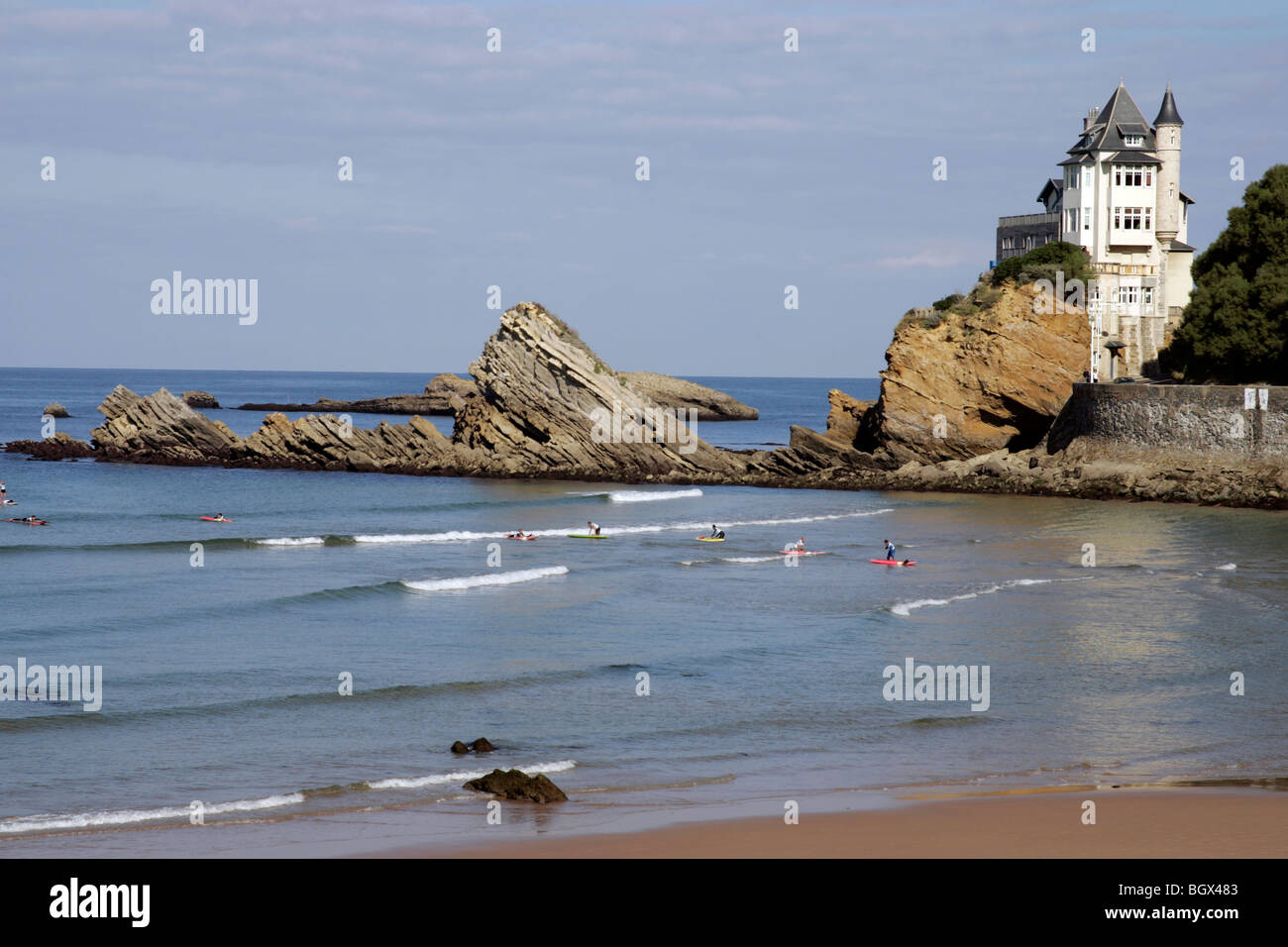Beach chateau surfers Biarritz Bordeaux Atlantic Coast Aquitaine France Stock Photo