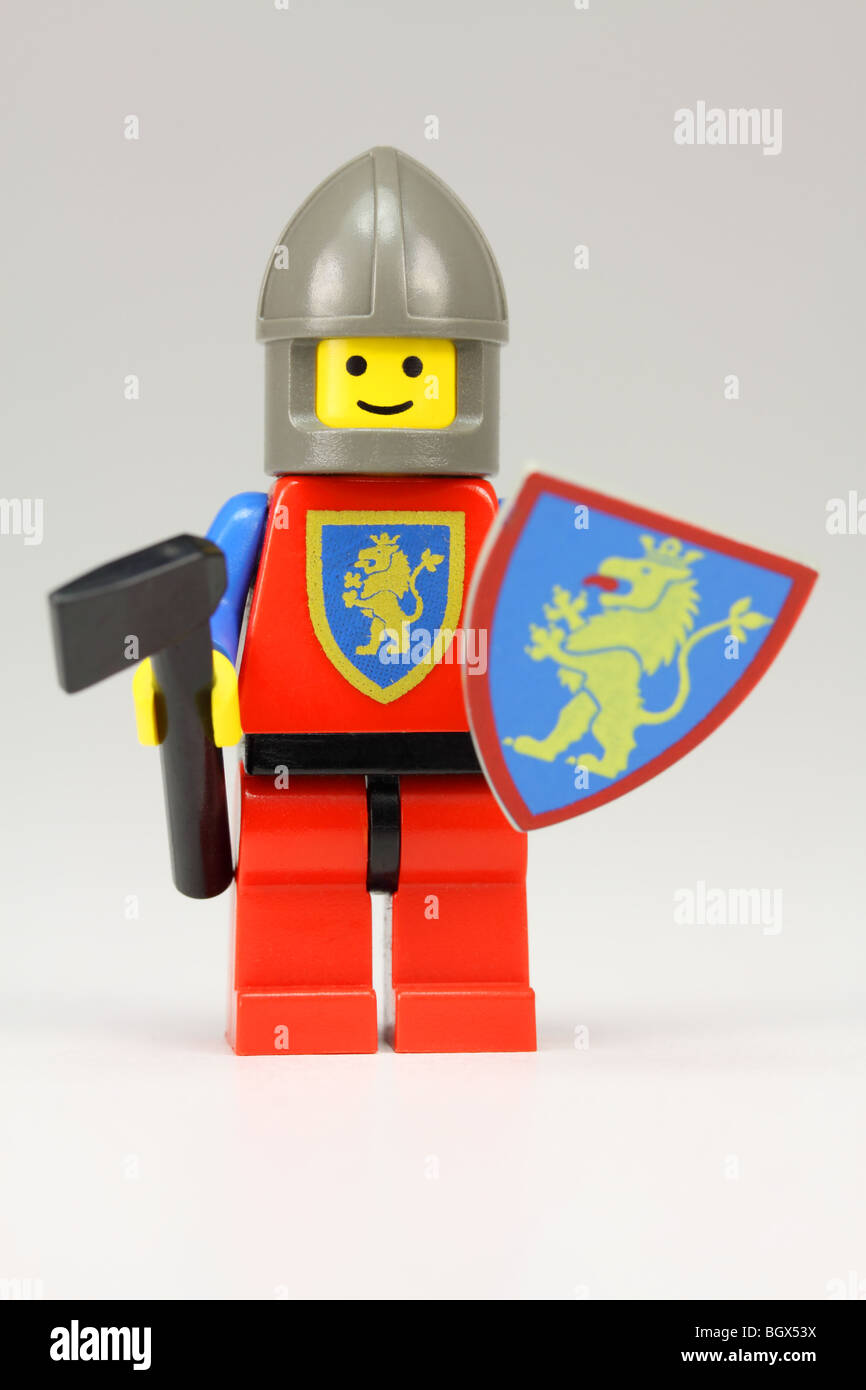 Lego medieval knight with axe and shield Stock Photo