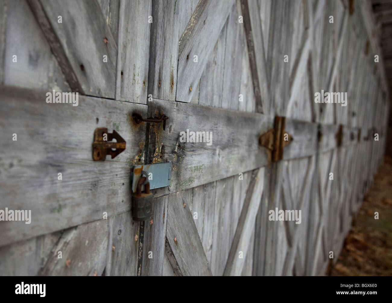 Rusty lock on a garage door Stock Photo Alamy