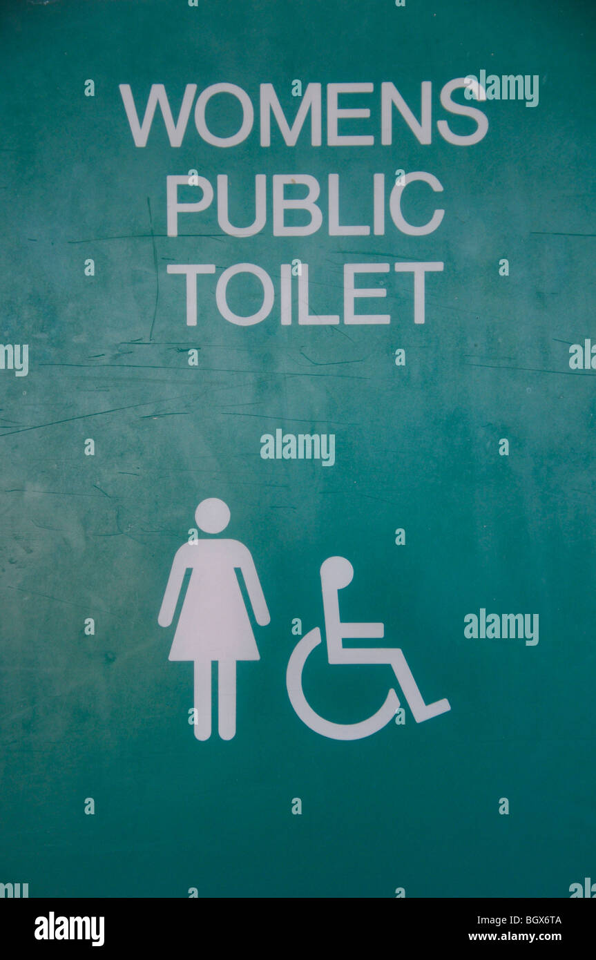 Women's public toilet sign, USA Stock Photo