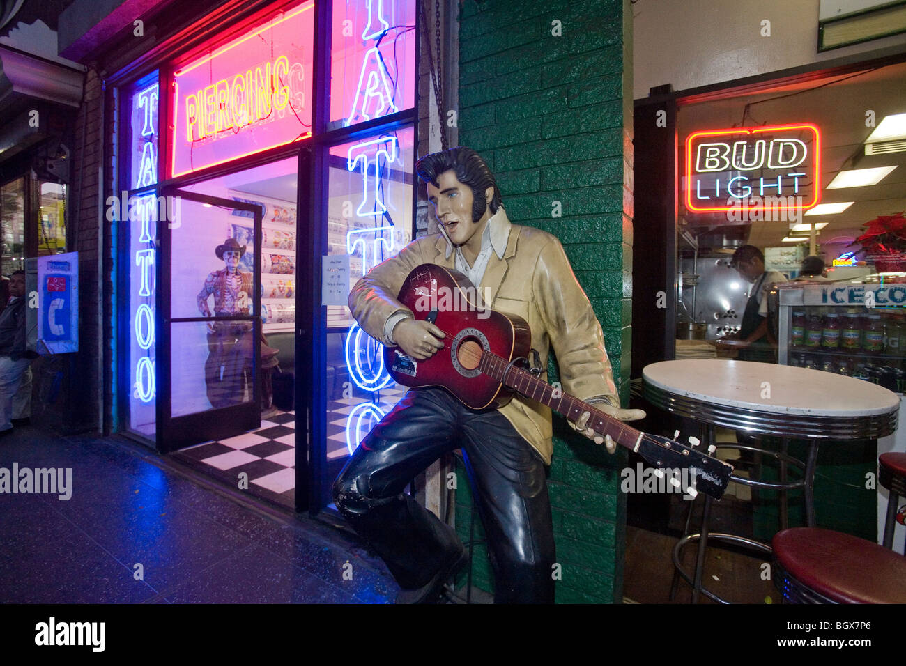 An Elvis statue on Hollywood Boulevard, Hollywood, Los Angeles County, California, United States of America Stock Photo