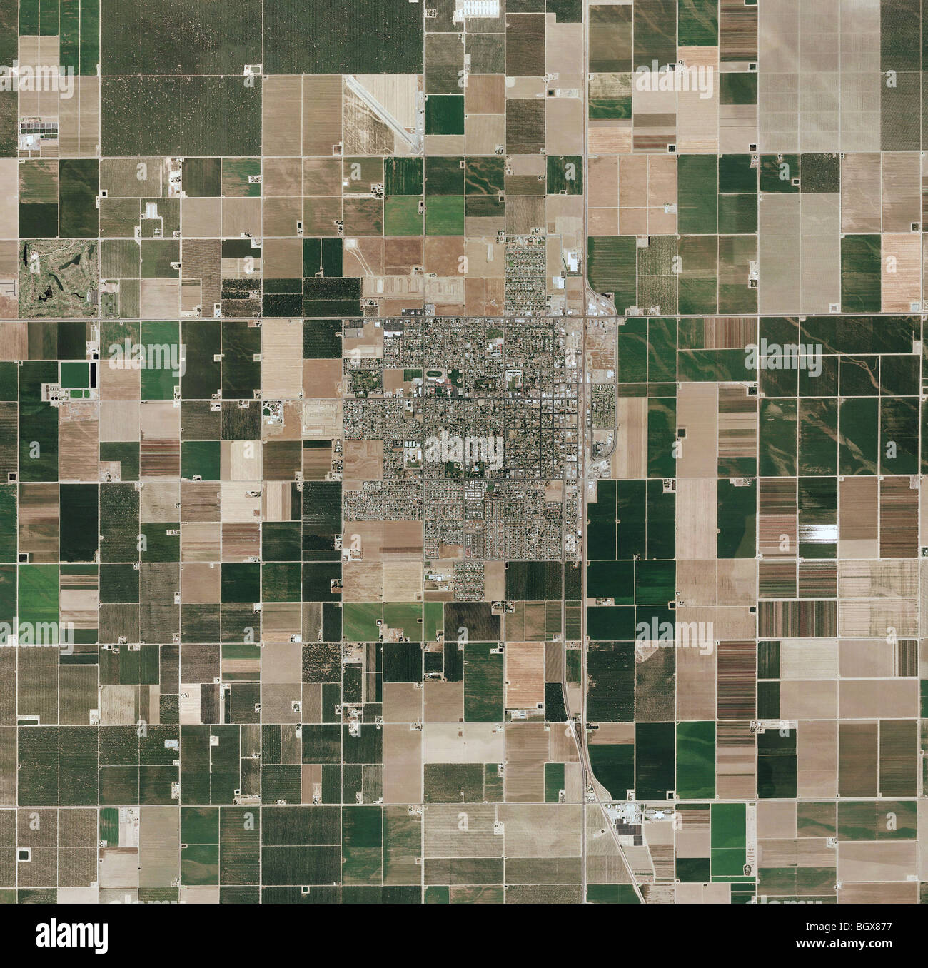 aerial map view above Wasco Kern County California Stock Photo