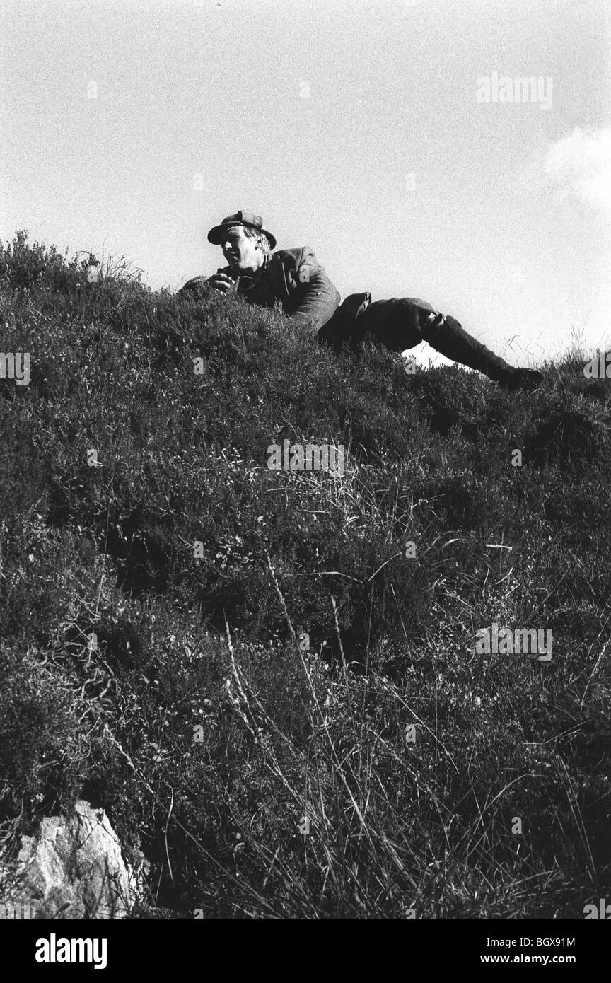 Deer stag stalking and hunting on Isle of Jura, Inner Hebrides, Scotland, October 1993. Stock Photo
