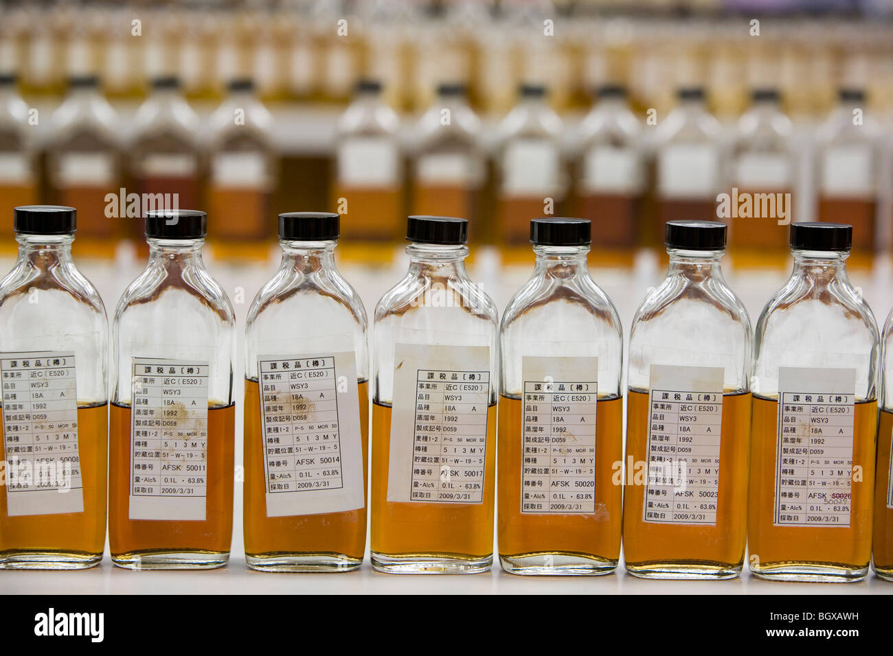 Blending samples at Suntory Yamazaki malt whisky distillery, Japan Stock Photo Alamy
