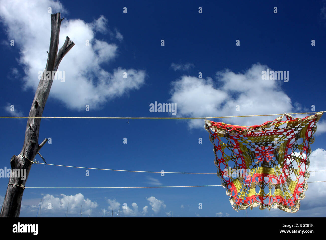 Store Bay Beach in Crown Point Tobago, West Indies, brodery hanging