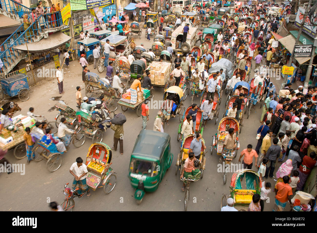 Traffic jam on the busy streets in Dhaka, Bangladesh Stock Photo